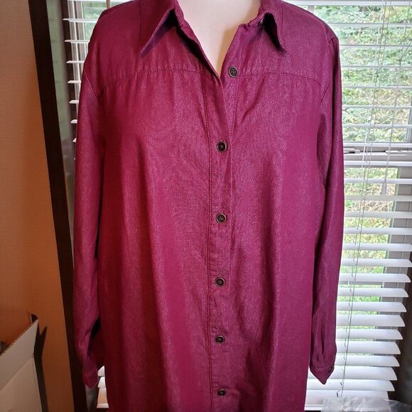 Vintage Pretty Joan Rivers Raspberry Pink Denim Jean Jacket womens 1X Shirt - Picture 1 of 10